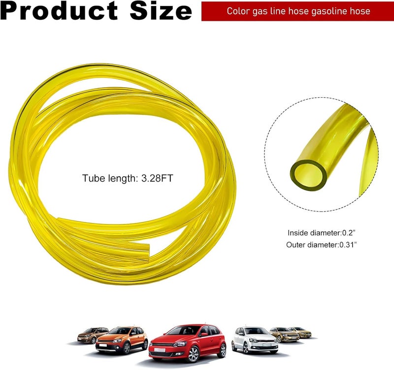 KVAEY Colorful Fuel Line Hose Tube, Flexible Anticorrosion Silicone Gas Line Petrol Hose Line, Soft High Performance Vacuum Tubing Hose Replacement for Motorcycle Dirt Pit Bike ATV (Yellow) - Image 2